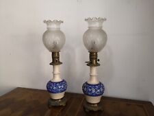 Coppia Lumi antichi a petrolio dipinti a mano fine 800