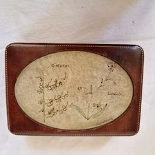 Scatola Cofanetto in Cuoio Con Disegno Acquerello Con Firma - old leather box