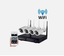 KIT VIDEOSORVEGLIANZA WIRELESS FULL HD IP 4 TELECAMERE 2 MPX WIFI DA REMOTO SENZ