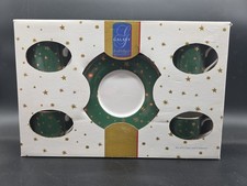 Galaxy Holiday Dinnerware Set Of 4 Coffee Cups With Saucers 14k Gold Green 