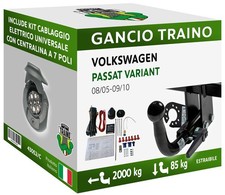 Gancio Orizzontale Estraibile VW PASSAT VARIANT SW, 4MOTION 05-10 Centralina 7P