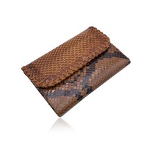 Autentico portafoglio Ermanno Daelli in pelle marrone chiaro con patta porta assegni