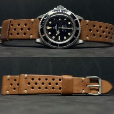 CINTURINO MARRONE 20 MM VERA PELLE ITALIANA  VINTAGE TRAFORATO RACING RALLY