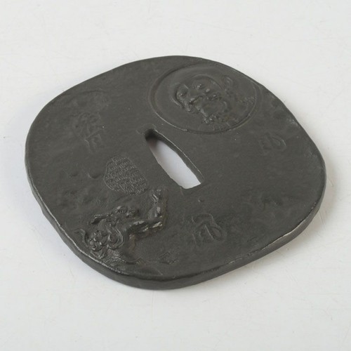 Japanese iron tsuba daruma - iron,
