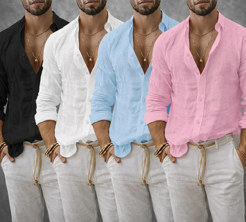Camisa lino algodón para - lino, y