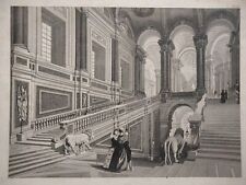 1860 INCISIONE SU ACCIAIO SCALONE INGRESSO REGGIA DI CASERTA LUIGI VANVITELLI