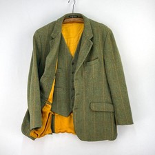 John Brocklehurst tweed giacca e gilet uomo 44R verde Brora tuta da tiro