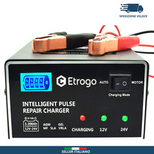 CARICABATTERIE PIOMBO A IMPULSI 12/24V CARICA BATTERIA 10A AUTO MOTO 🚚🇮🇹