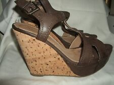SANDALO PLATFORM ECOPELLE ZEPPA SUGHERO ZOCCOLI LEGNO 39 TACCO 12 CM MARRONE