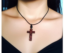 Collana Rasta Radici Guarigione Marrone Croce Fatta a Mano Cocco Uomo Donna...