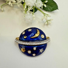 Spilla Pianeta Smaltata Blu