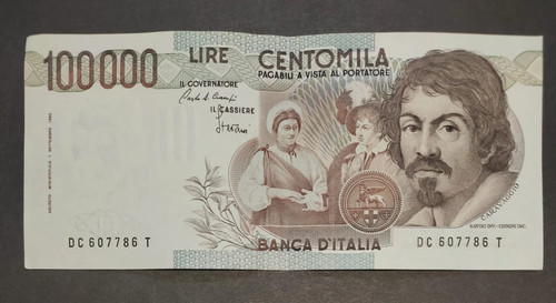 100000 lire caravaggio - 100000,