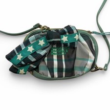 GEORGE GINA & LUCY Borsetta mini borsa verde fantasia quadri tartan fiocco