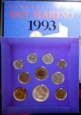 Repubblica di San MArino folder serie monete in lire dal 1993 a 2001 con argento
