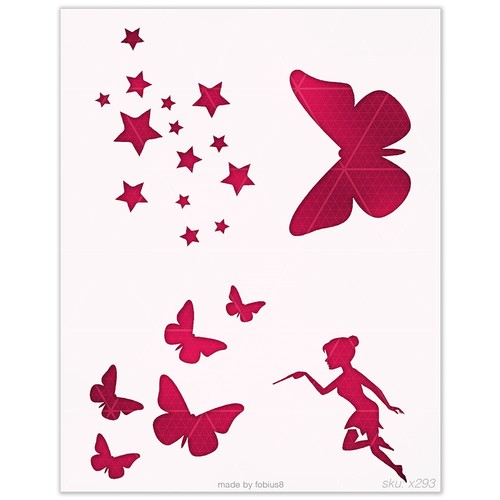 Stencil farfalla fata stelle - stencil,