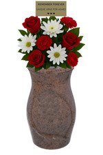 Vaso cimiteriale personalizzato con placca incisa. Vaso di fiori