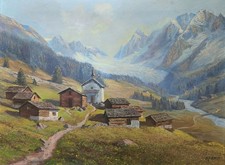 Paesaggio Alpino, Olio Su Tela