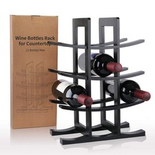 Gimars Portabottiglie Vino in Legno Naturale per 12 Bottiglie Scaffale
