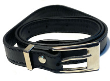 Cintura in vera pelle nera da uomo donna con fibbia lunga 100 cm regolabile