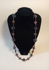 COLLANA Murano GRANI VETRO BUGNATO Avventurina VINTAGE Argento 925 CRISTALLO