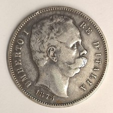 Coin 5 lire 1878 Rome King