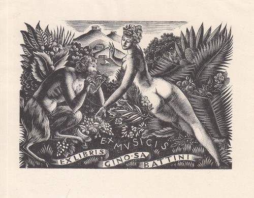 Exlibris incisione legno - incisione,