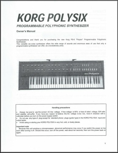 Manuale uso korg polysix - manuale, d'uso