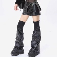 Calze alte fino al ginocchio in pelle PU da donna per abiti alla moda,