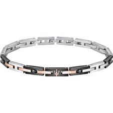 MASERATI JM422ATJ09 BRACCIALE UOMO ACCIAIO NERO ROSE' 22cm LIST. 119€ SOTTOCOSTO