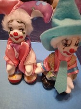 2 PAGLIACCI CLOWN IN PORCELLANA DIPINTI A MANO STATUETTE SOPRAMMOBILI