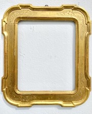 ? Antica Cornice a Vassoio Cesellata in Oro Zecchino a Foglia Epoca 1820/30