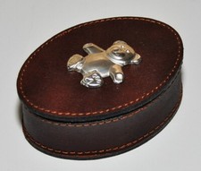 Scatolina Portagioie ovale pelle Orsetto rivestito Argento 925