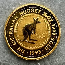 Moneta Oro Australian Nugget 1/20 Oz Kangaroo 1993 Gold Coin Australia 5 Dollar