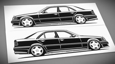 Adesivo Mercedes W202 C36 AMG Silhouette W202 Classe C adesivo 2x nero nuovo