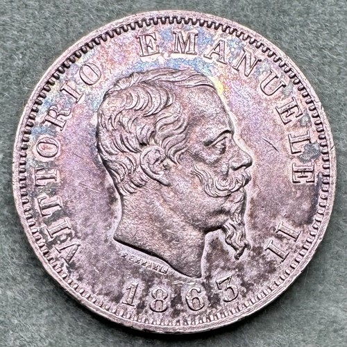 Moneta argento lira - argento, 1863