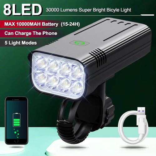 8led 30000lm luce bicicletta - 30000lm,