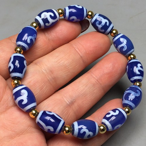Bracciale perline tibetano blu - bracciale,