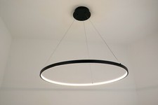 Lampadario Cerchio LED Moderno Ø100cm Nero Design Sospensione Soffitto Salotto
