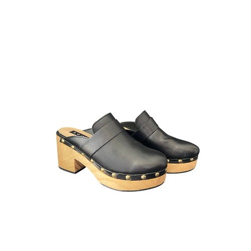 Zoccoli pelle nera con - zoccoli,