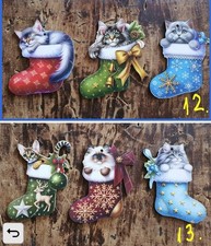 Lotto 3 addobbi ALBERO NATALE ? GATTINI ? GATTO❗decorazioni LEGNO❗️pendenti 2D