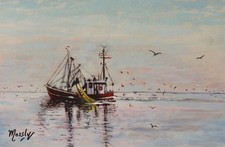 Stampa barca da pesca rossa