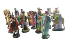 LOTTO COLLEZIONE 15 VECCHIE STATUINE PRESEPE Made In Italy GESSO VINTAGE 22-24CM