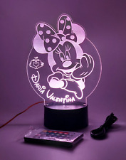 Lampada 3 D Minnie Topolino,  per bimbi, Personalizzata  Nome Disney idea Regalo