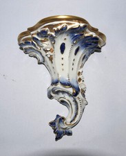 Manifattura porcellana Rudolf Kämmer consolle rococò blu dorato h. 17,0 cm