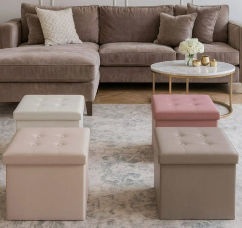 Pouf contenitore pelle - pouf,