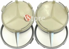 4 Tappi Coprimozzo 75mm Compatibili Per Mercedes A B E CLA CLK ML Argento Stella