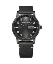 Orologio WENGER Uomo Analogico Quarzo Casual Abito Classico Quadrante Nero Impermeabile Tondo