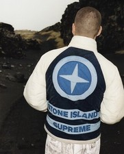Supreme X Stone Island Giubbotto Piumino Reversibile Uomo Taglia Large - Bianco