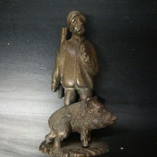 Bronzetto antico  Cacciatore con Cinghiale