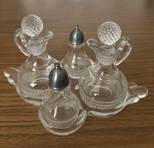 Duncan & Miller Crocchette Olio e Aceto a Goccia di Strappo Sale Pepe con Vassoio Set 5 Pezzi